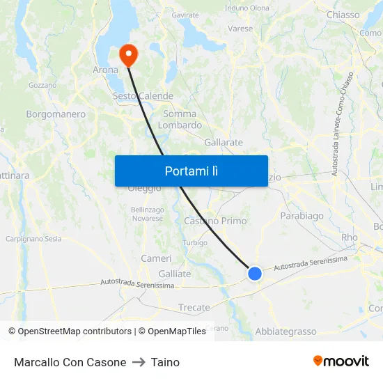 Marcallo Con Casone to Taino map