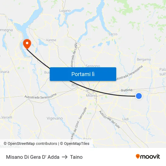 Misano Di Gera D' Adda to Taino map