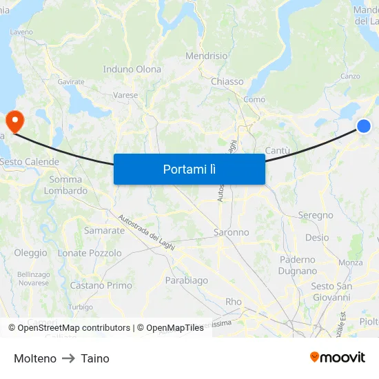 Molteno to Taino map