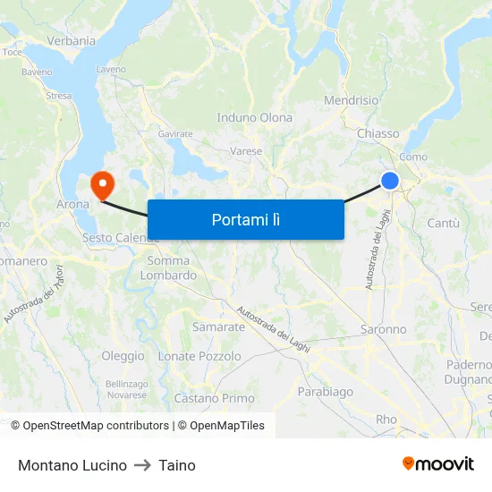 Montano Lucino to Taino map
