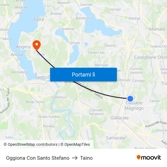 Oggiona Con Santo Stefano to Taino map