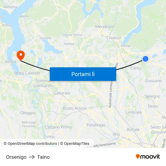 Orsenigo to Taino map