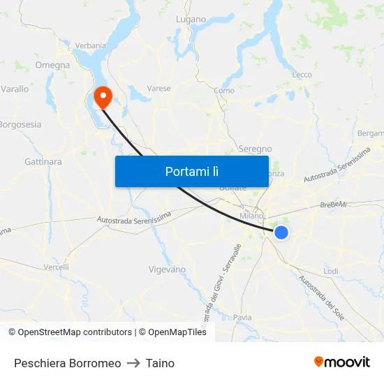 Peschiera Borromeo to Taino map