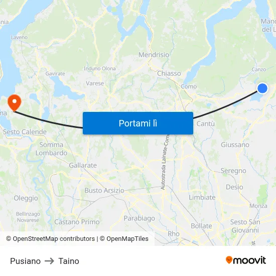 Pusiano to Taino map