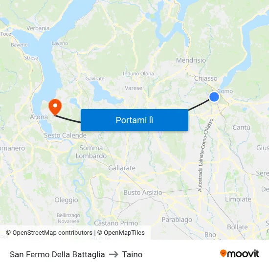 San Fermo Della Battaglia to Taino map