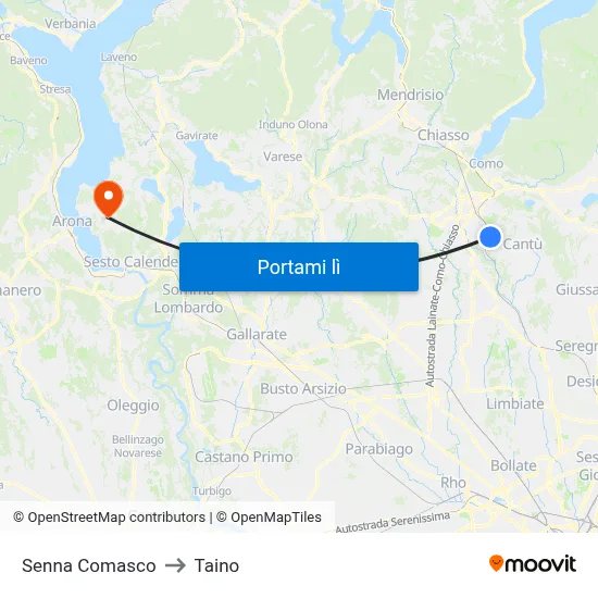 Senna Comasco to Taino map