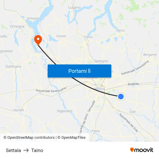 Settala to Taino map