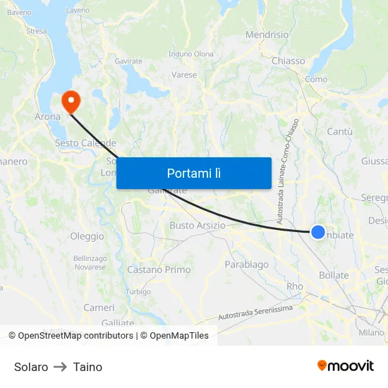 Solaro to Taino map