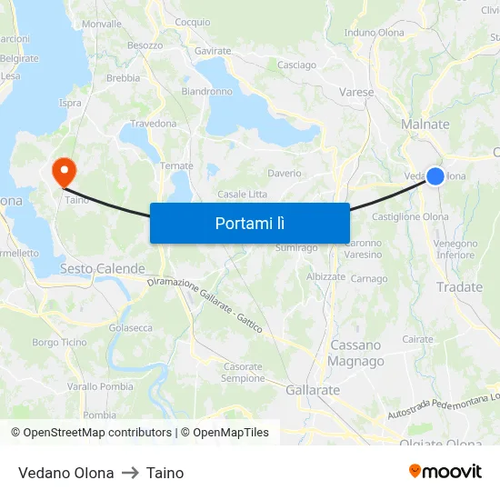 Vedano Olona to Taino map