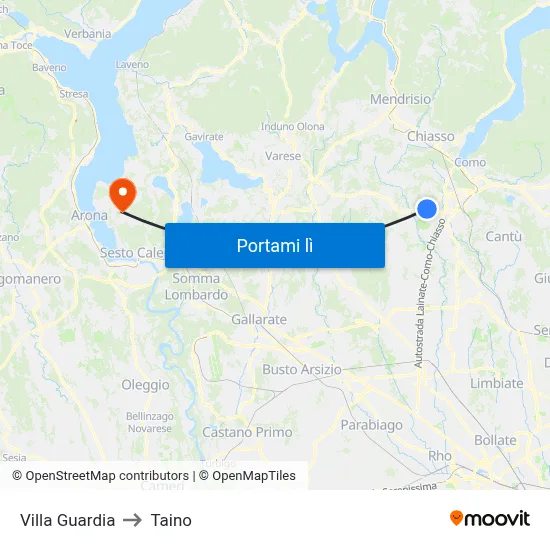 Villa Guardia to Taino map