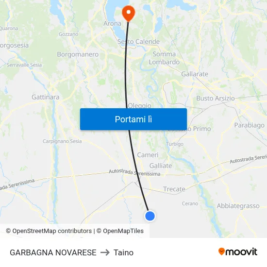 GARBAGNA NOVARESE to Taino map