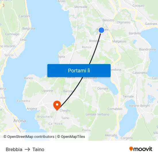 Brebbia to Taino map
