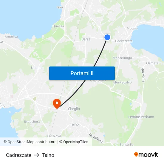 Cadrezzate to Taino map