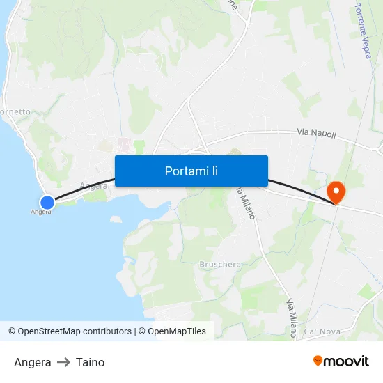 Angera to Taino map