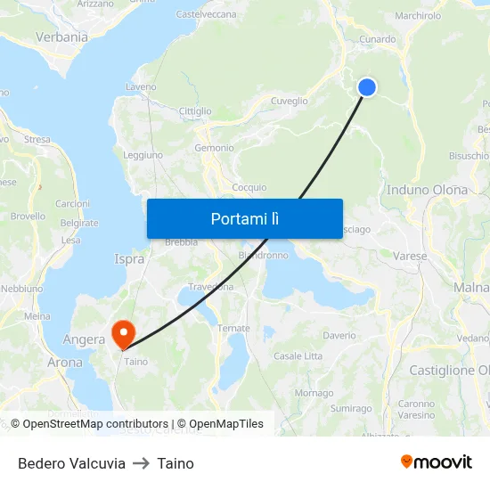 Bedero Valcuvia to Taino map