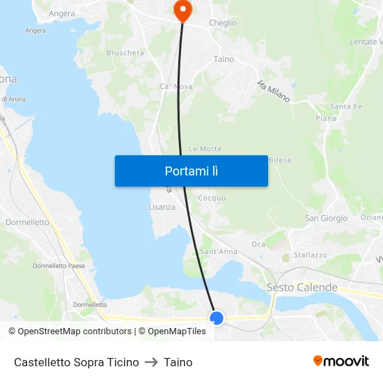 Castelletto Sopra Ticino to Taino map