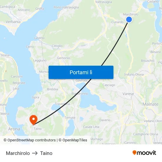 Marchirolo to Taino map