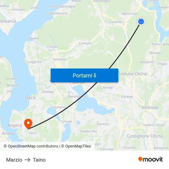 Marzio to Taino map