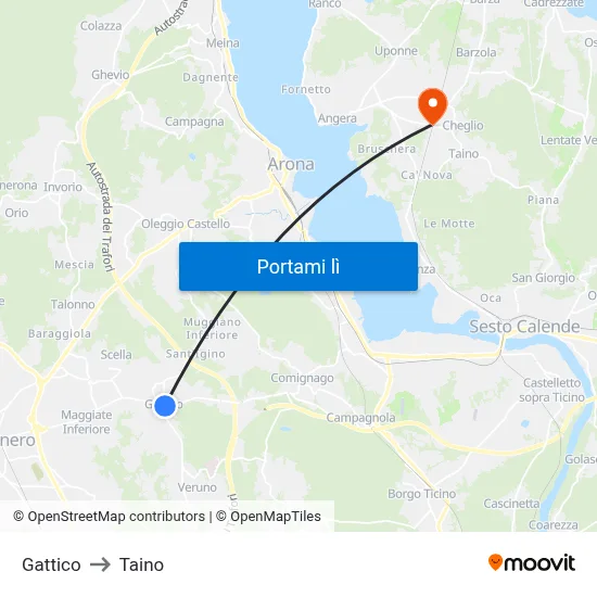 Gattico to Taino map