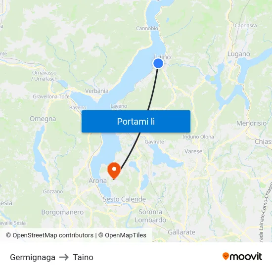 Germignaga to Taino map