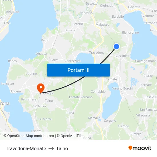 Travedona-Monate to Taino map