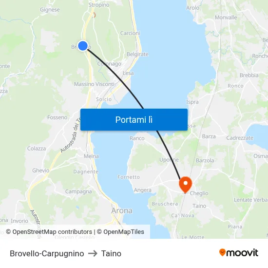 Brovello-Carpugnino to Taino map