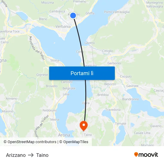 Arizzano to Taino map