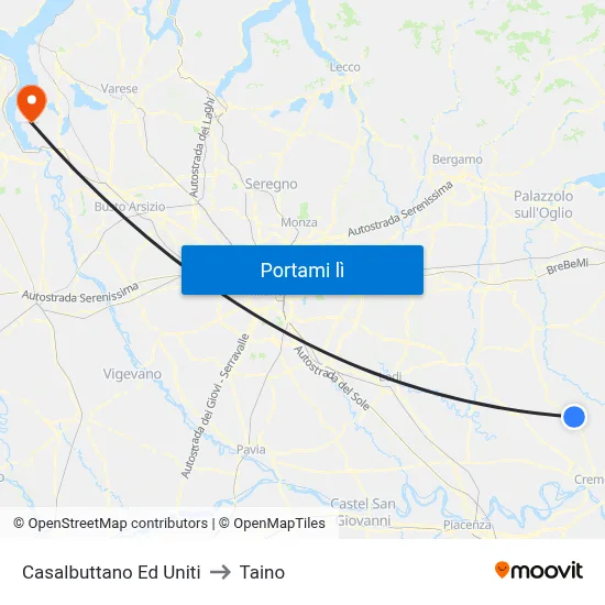 Casalbuttano Ed Uniti to Taino map