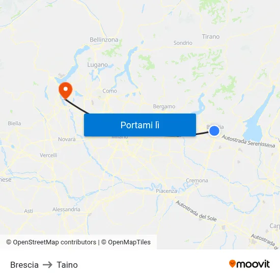 Brescia to Taino map