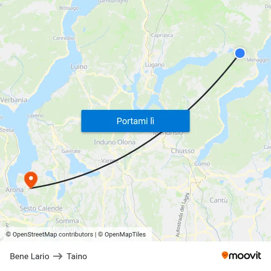 Bene Lario to Taino map