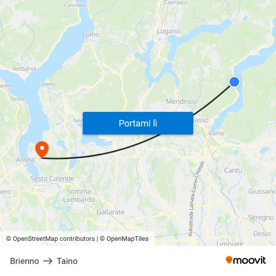 Brienno to Taino map