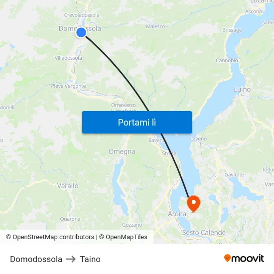 Domodossola to Taino map