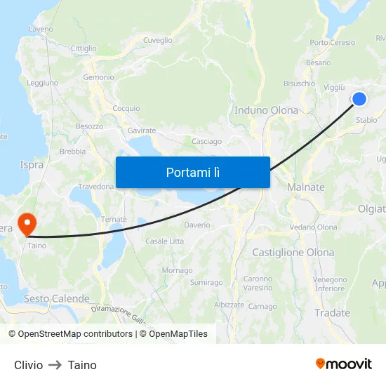 Clivio to Taino map