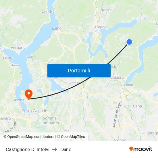 Castiglione D' Intelvi to Taino map