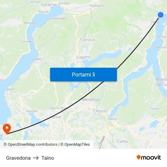 Gravedona to Taino map