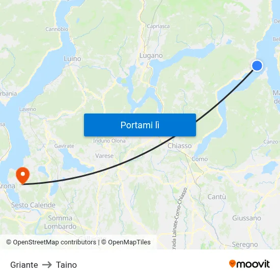 Griante to Taino map