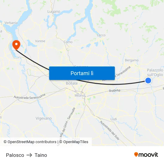 Palosco to Taino map