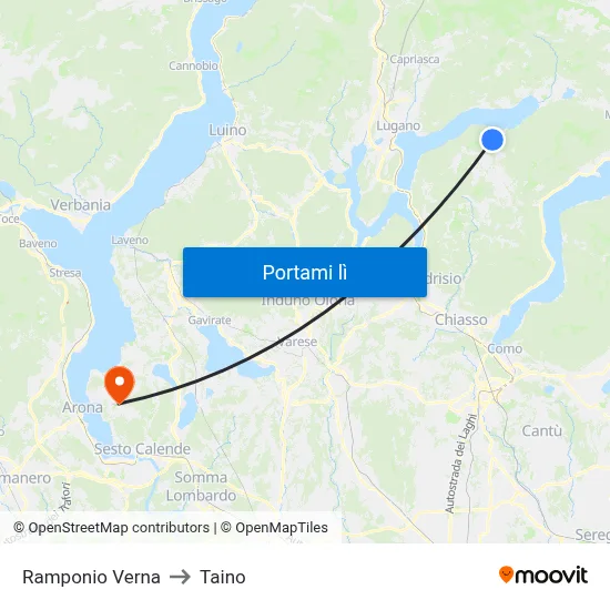 Ramponio Verna to Taino map