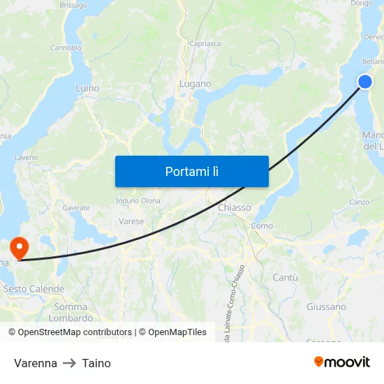 Varenna to Taino map