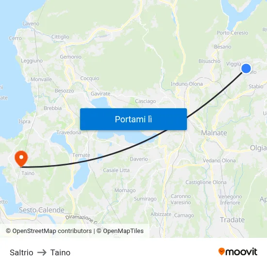 Saltrio to Taino map