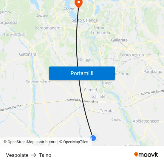 Vespolate to Taino map