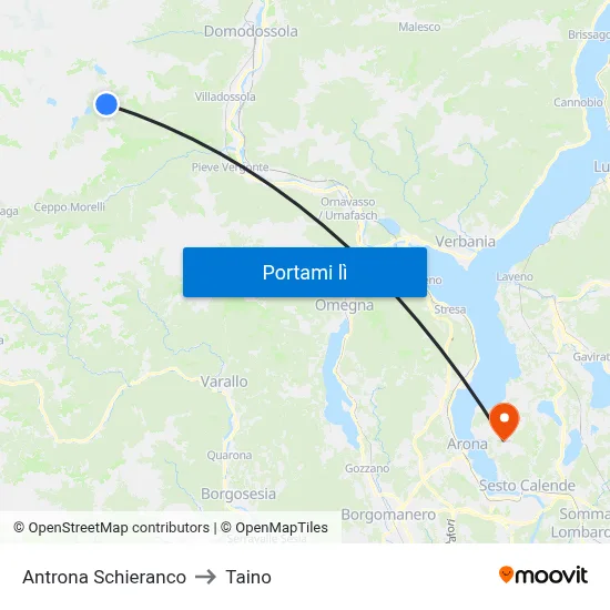 Antrona Schieranco to Taino map