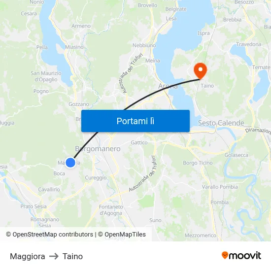 Maggiora to Taino map