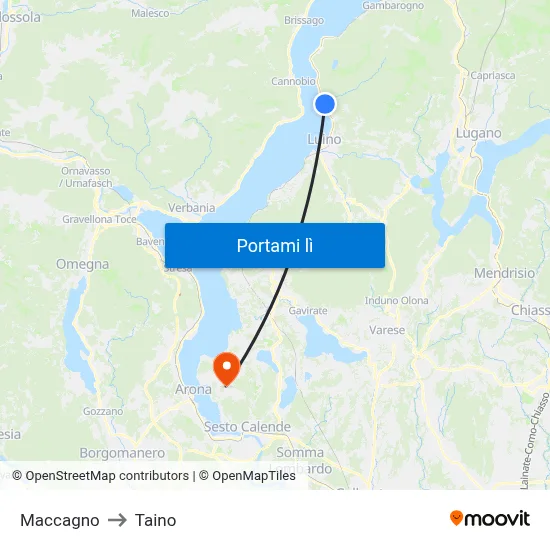 Maccagno to Taino map