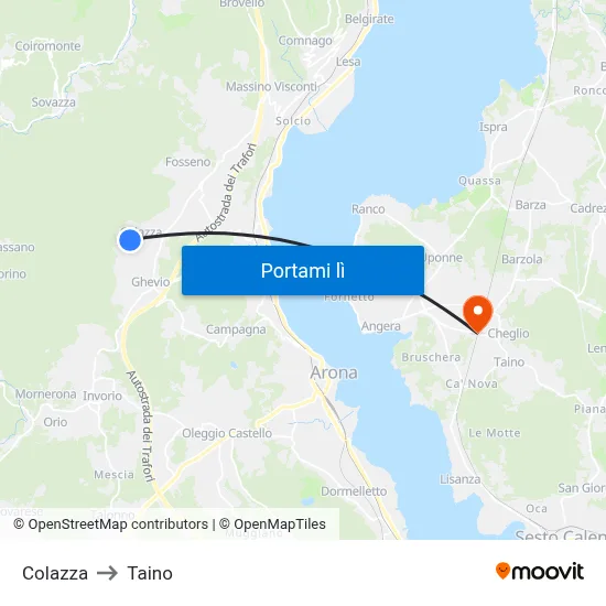 Colazza to Taino map