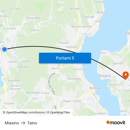 Miasino to Taino map