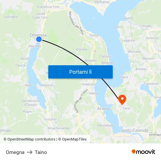Omegna to Taino map