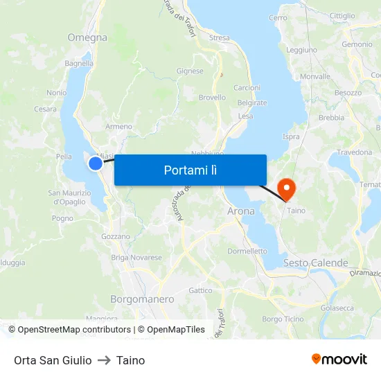 Orta San Giulio to Taino map