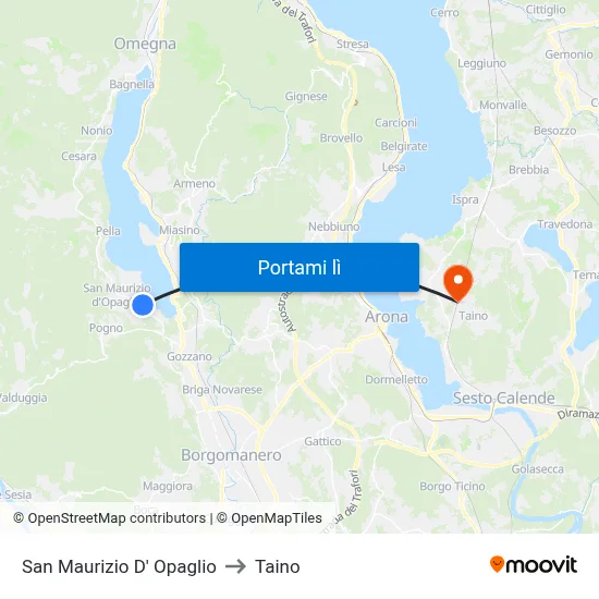 San Maurizio D' Opaglio to Taino map