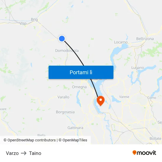 Varzo to Taino map